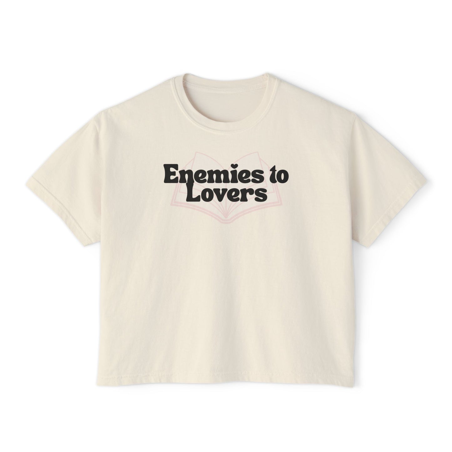 Enemies to Lovers Crop Tee — "Enemies to Lovers" Graphic Women's Boxy T-Shirt